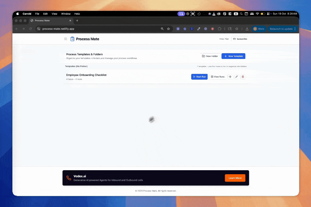 Running a checklist in ProcessMate